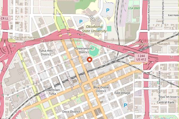 Map showing Topeca Coffee - Vast Bank in Tulsa