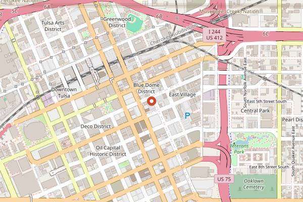 Map showing Fassler Hall in Tulsa