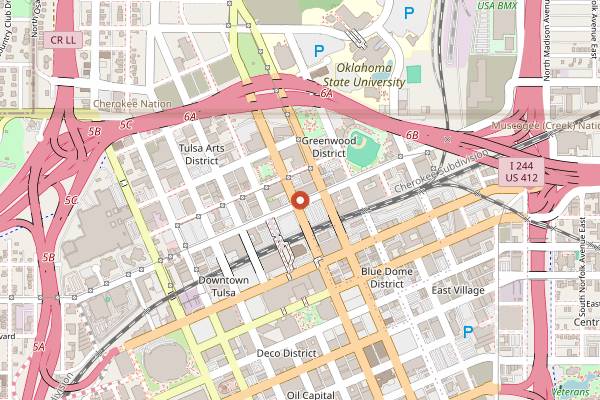 Map showing Lone Wolf Banh Mi in Tulsa