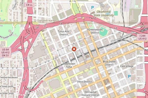 Map showing Tulsa International Mayfest in Tulsa