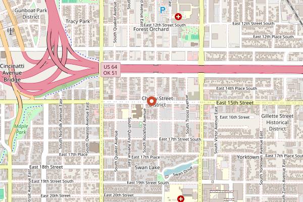 Map showing Sidecar Barley and Wine Bar in Tulsa