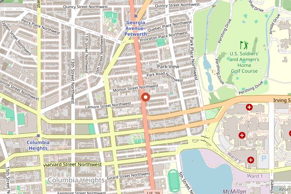 Map showing Call Your Mother Deli Park View in Washington DC