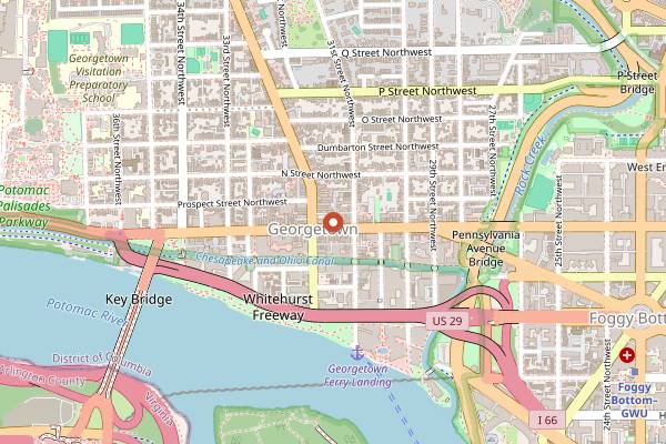 Map showing Levain Bakery Georgetown in Washington DC