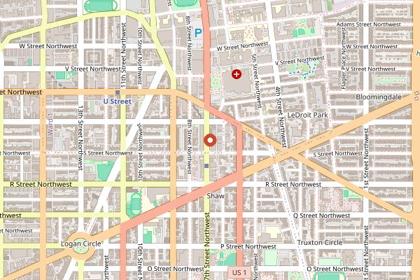 Map showing Uprising Muffin Co in Washington DC