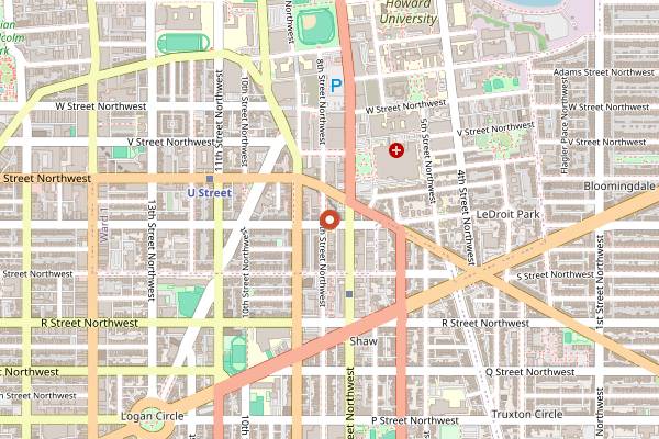 Map showing All Souls Bar in Washington DC