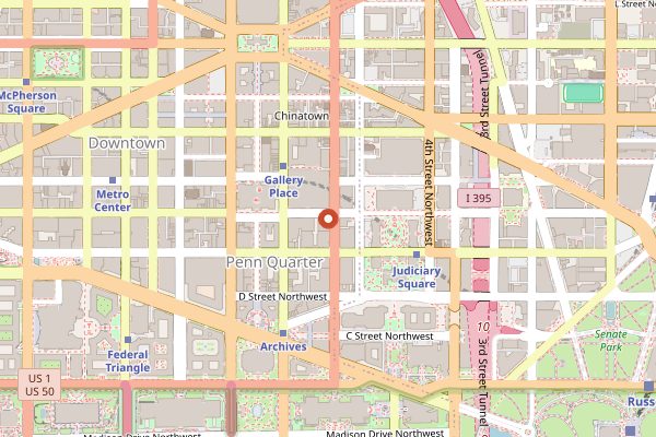 Map showing Denson Liquor Bar in Washington DC