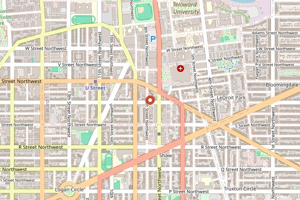 Map showing All Souls Bar in Washington DC
