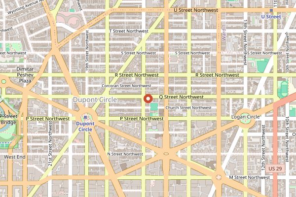 Map showing Hank's Cocktail Bar in Washington DC