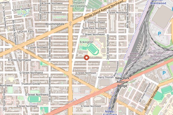 Map showing Aslin Beer Company Eckington in Washington DC