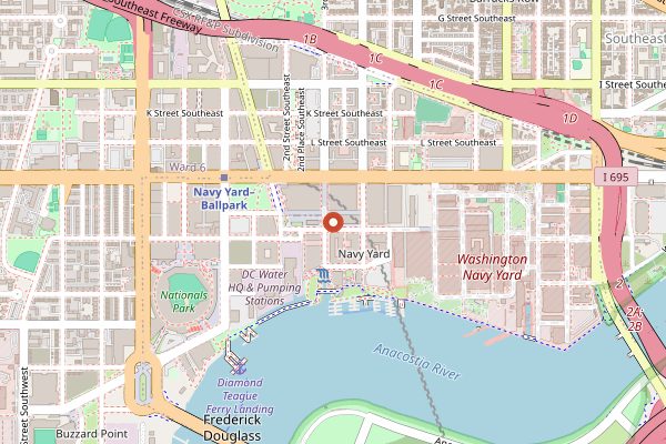 Map showing Bluejacket Brewery in Washington DC