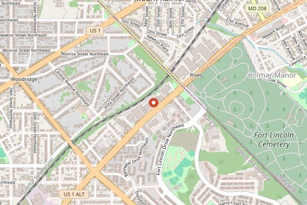 Map showing DC Brau Brewing in Washington DC