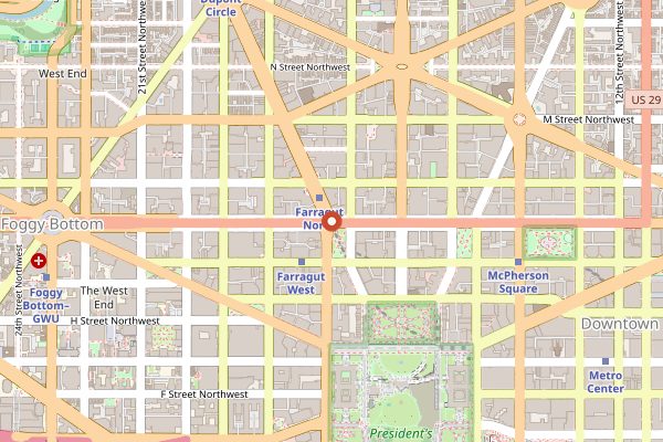 Map showing Halal Guys Farragut in Washington DC
