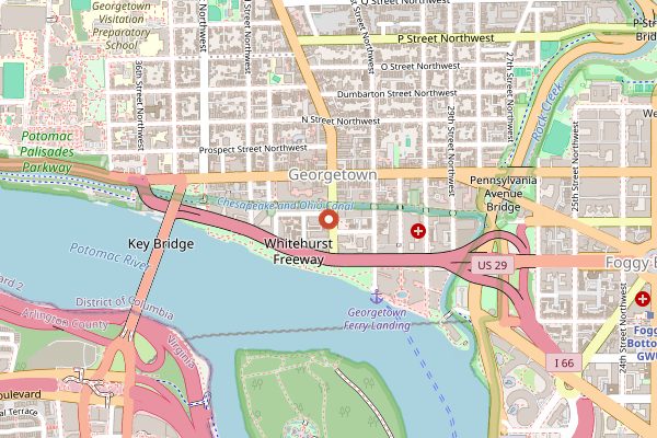 Map showing Blue Bottle Coffee Georgetown in Washington DC
