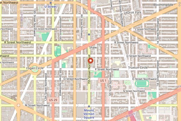 Map showing Compass Coffee in Washington DC
