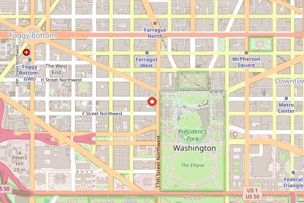Map showing Swing's Coffee Roasters in Washington DC