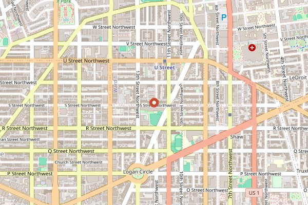 Map showing The Coffee Bar in Washington DC