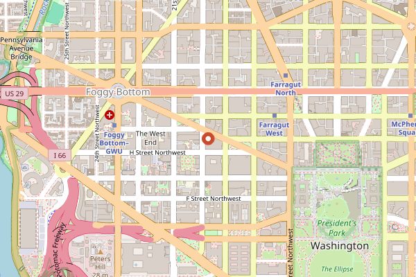 Map showing Founding Farmers DC in Washington DC