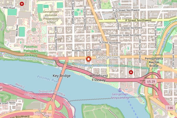 Map showing Pizzeria Paradiso Georgetown in Washington DC