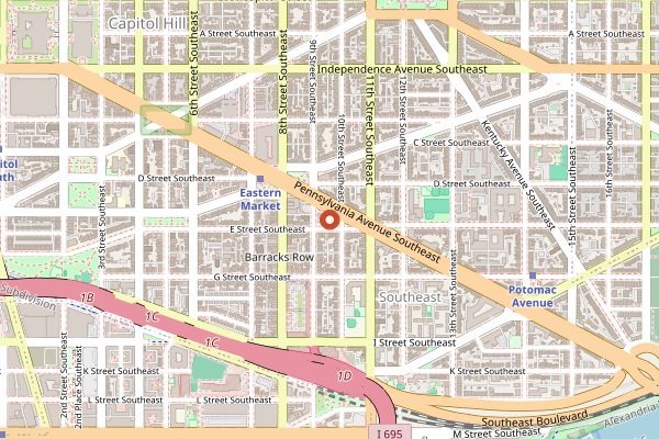 Map showing Hill Center Cooking Classes in Washington DC