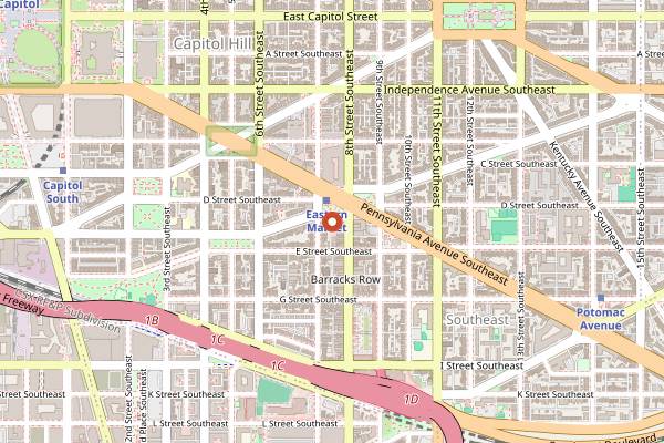Map showing Hill's Kitchen in Washington DC