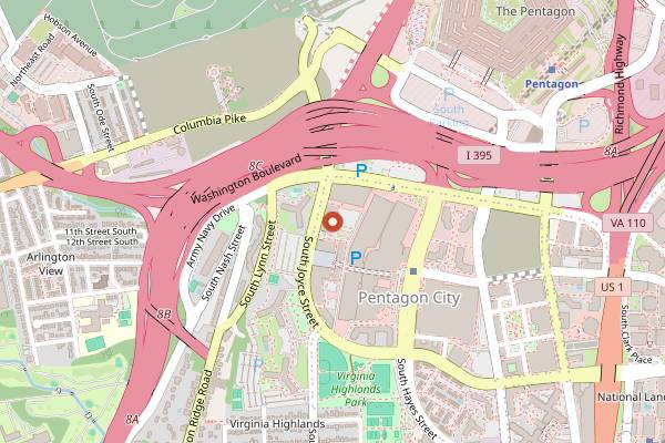 Map showing Sur La Table Pentagon Row in Washington DC