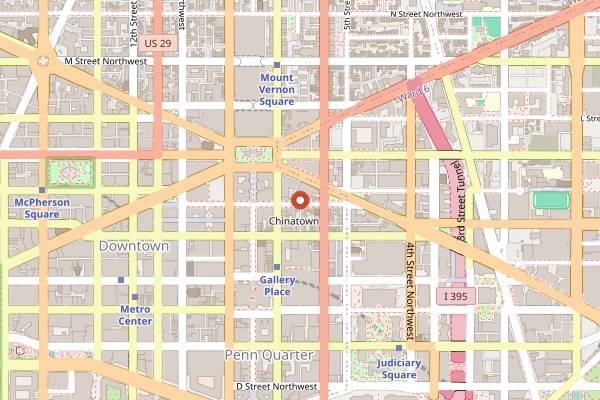 Map showing Chaia Tacos Chinatown in Washington DC