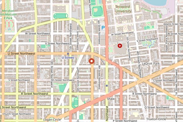 Map showing Etete (vegetarian combination) in Washington DC