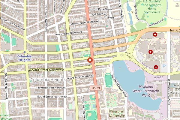 Map showing NuVegan Cafe in Washington DC