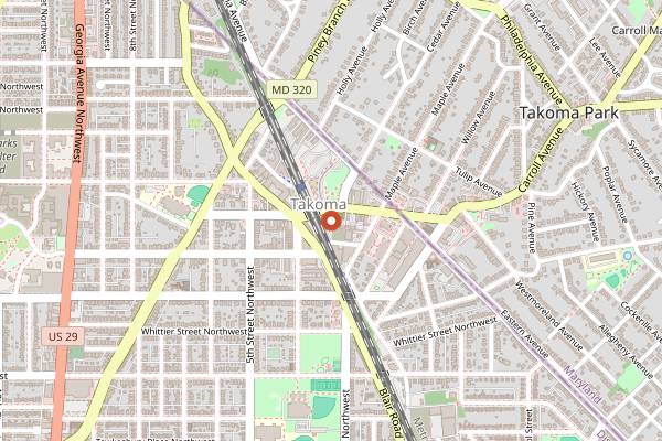 Map showing Sticky Fingers Bakery (gluten-free vegan) in Washington DC