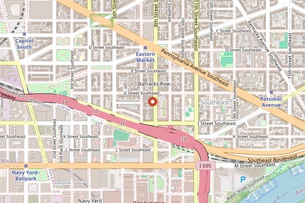 Map showing Pineapple and Pearls in Washington DC