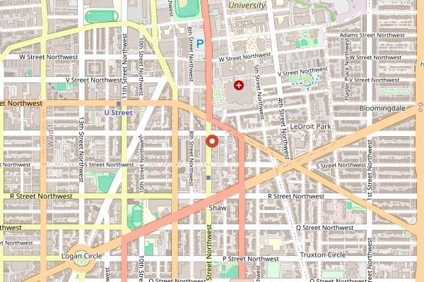 Map showing Calabash Tea Bar in Washington DC