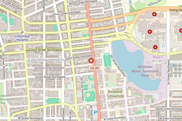 Map showing Sankofa Cafe in Washington DC