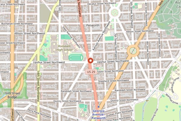Map showing Slim's Diner in Washington DC