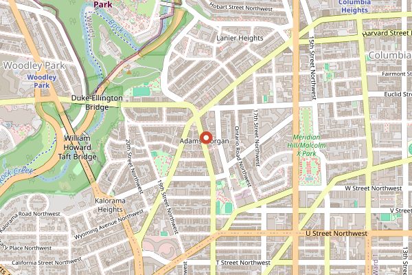 Map showing Pizza Mart Adams Morgan (late night) in Washington DC