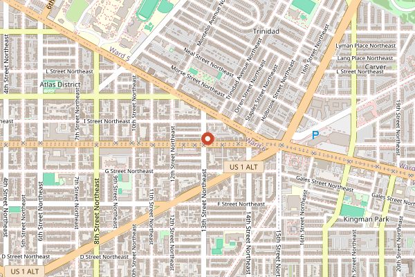 Map showing H Street FreshFarm Market in Washington DC