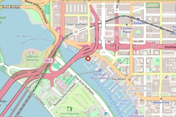Map showing The Municipal Fish Market at The Wharf in Washington DC