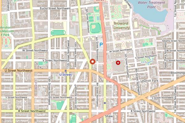 Map showing 9:30 Club in Washington DC