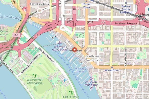 Map showing Pearl Street Warehouse in Washington DC