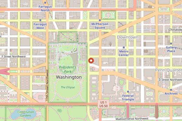 Map showing POV Rooftop in Washington DC