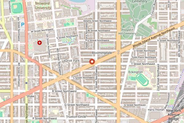 Map showing Showtime Lounge in Washington DC