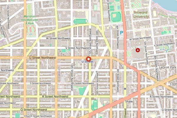 Map showing Solly's U Street Tavern in Washington DC