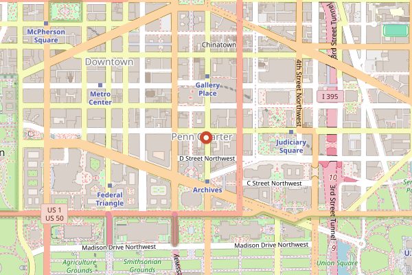 Map showing Jaleo in Washington DC