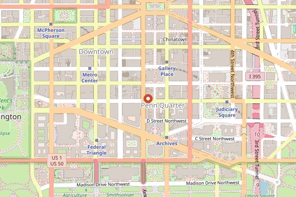 Map showing Minibar by Jose Andres in Washington DC