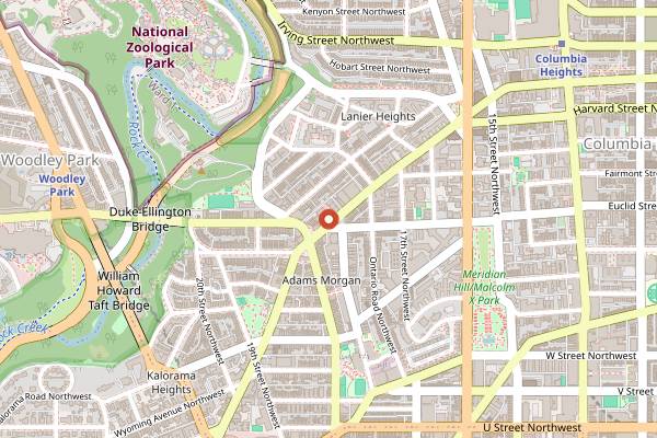 Map showing Reveler's Hour in Washington DC