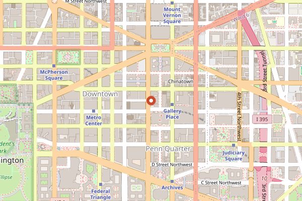 Map showing Zaytinya in Washington DC