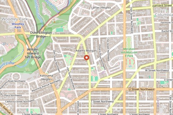 Map showing Duccini's Pizza Adams Morgan in Washington DC