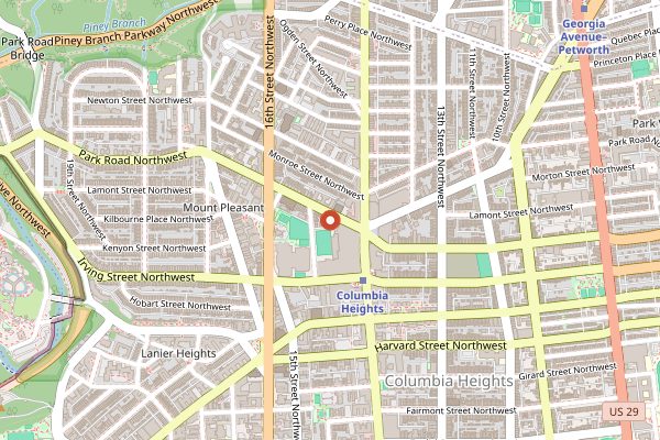 Map showing Pho 14 Columbia Heights in Washington DC