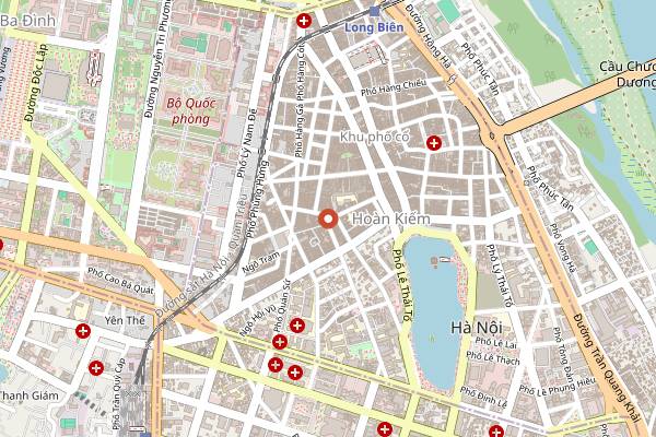 Map showing Bún Chả Đắc Kim in Hanoi