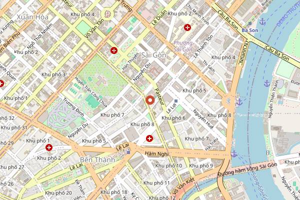 Map showing Ben Thanh Market in Ho Chi Minh City