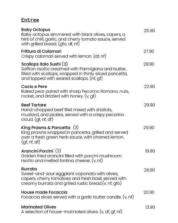 The first page of the menu at Doughcraft